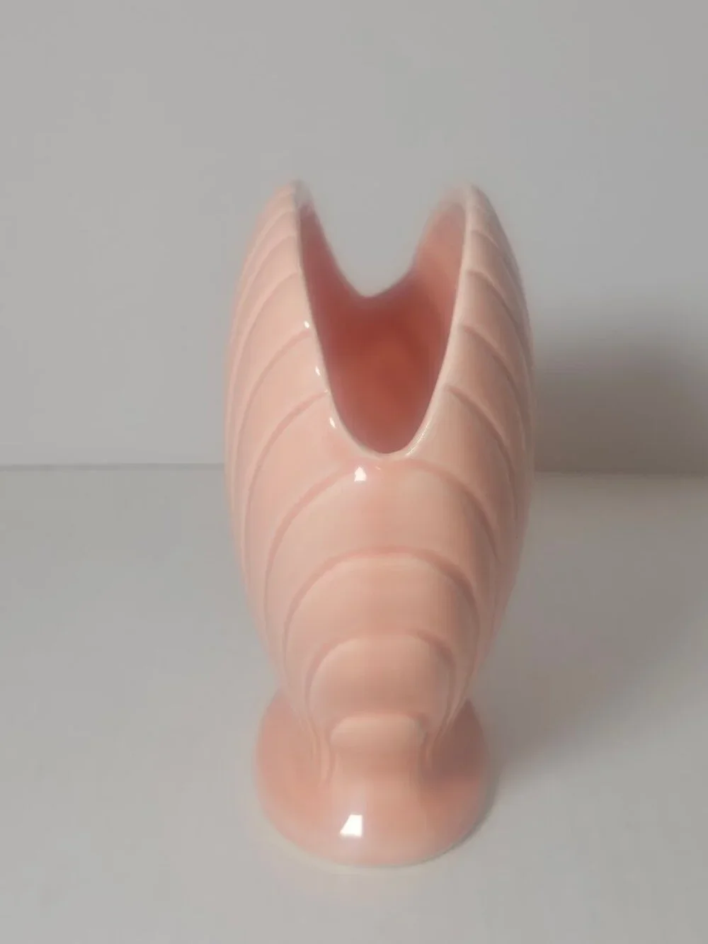 Vintage Pink Coral Scallop Clamshell Planter Vase Made in Japan Nautical Decor
